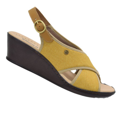 Romulo Sandalia Textil Mostaza Mujer Talla 38 Ref 3134 